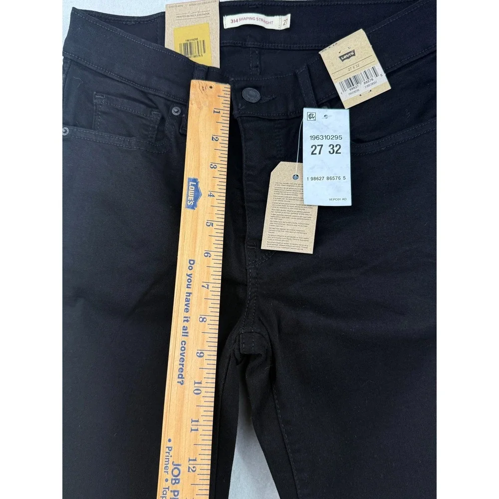 Levis 314 Shaping Straight Jeans Womens 27x32 Black Mid Rise Stellar Stretch